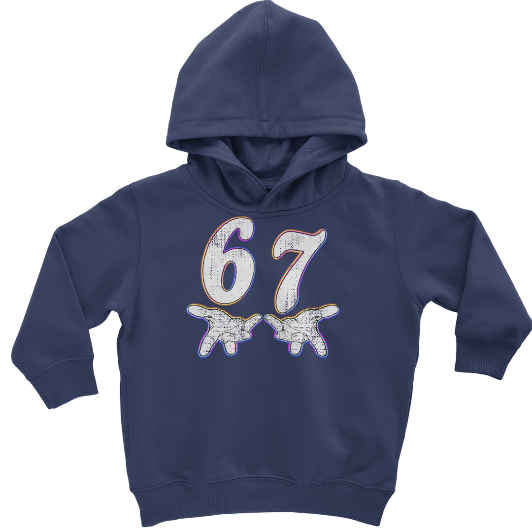 67 Hands Meme Viral Drill Toddler Hoodie Or Infant Fleece Romper Navy Blue