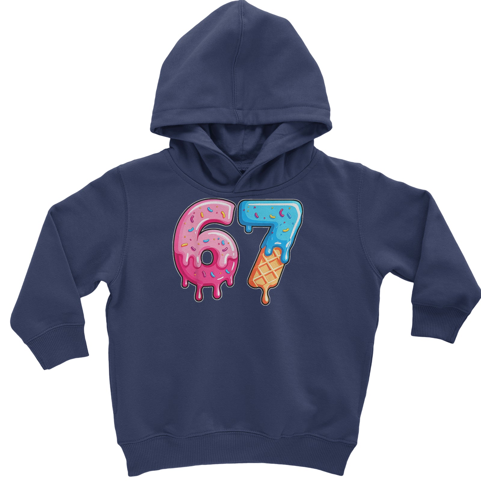 67 Dripping Ice Cream Donut Melt Toddler Hoodie Or Infant Fleece Romper Black