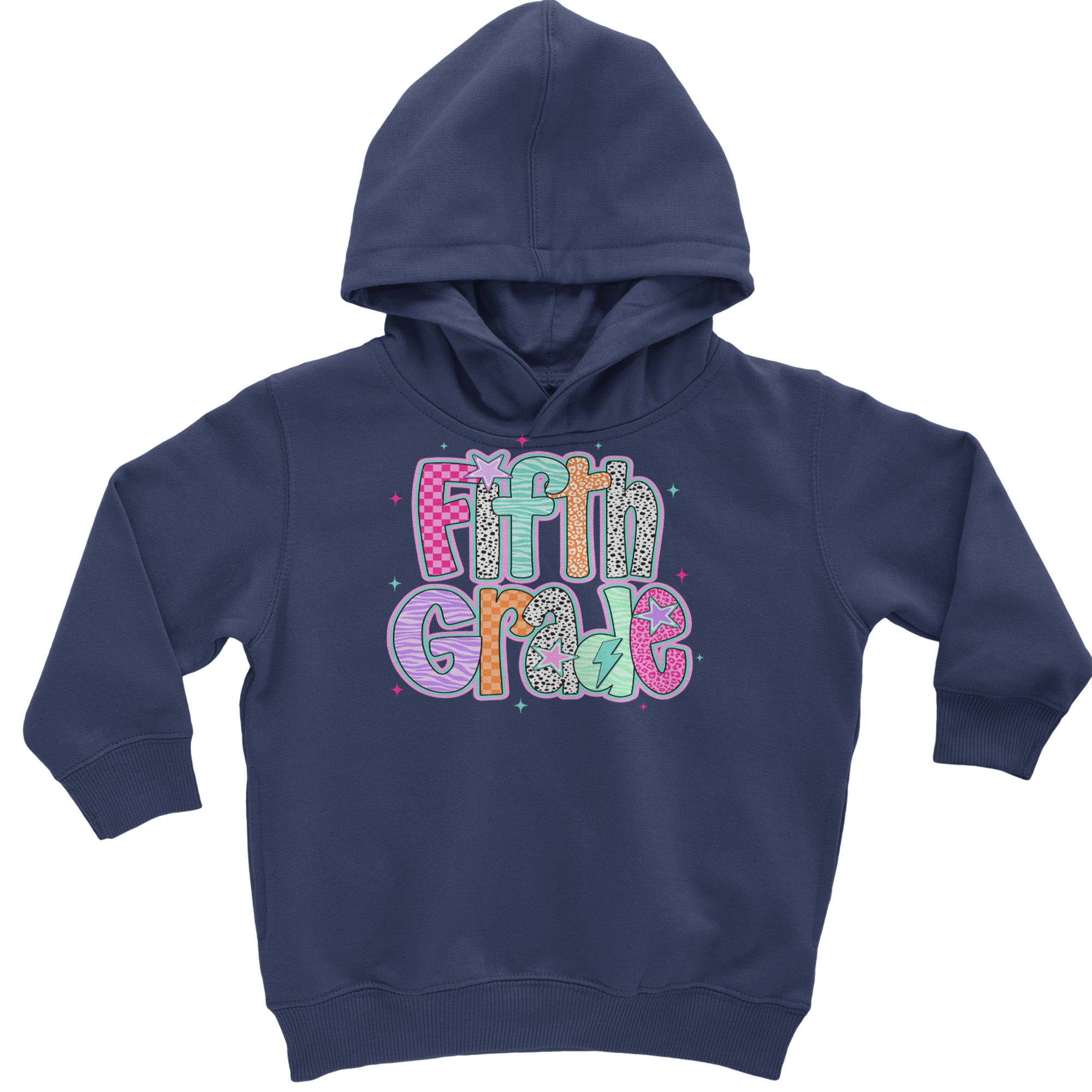 Fifth Grade Fly Colorful Back to School Toddler Hoodie Or Infant Fleece Romper Navy Blue