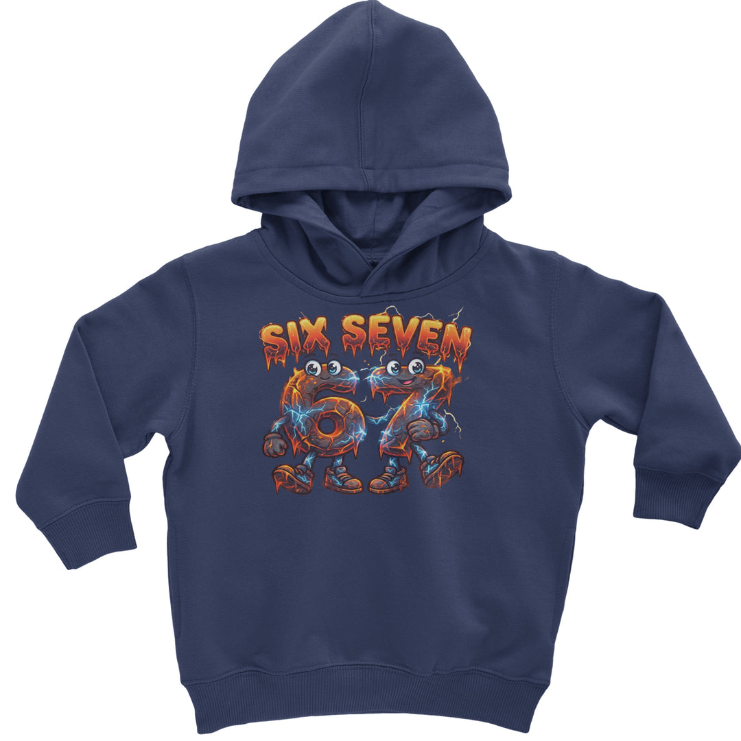 67 Lava Lightning Six Seven Meme Toddler Hoodie Or Infant Fleece Romper Navy Blue