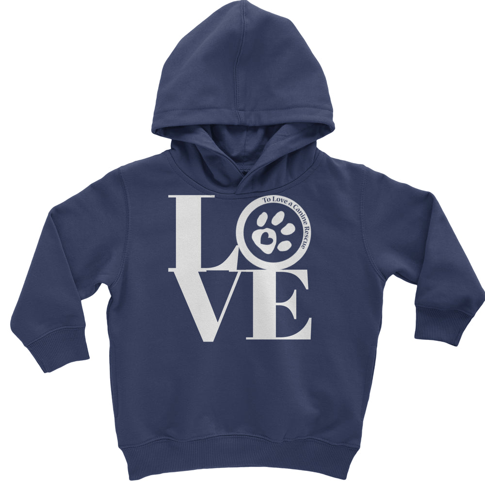 TLC LOVE Dog Rescue Toddler Hoodie Or Infant Fleece Romper Navy Blue