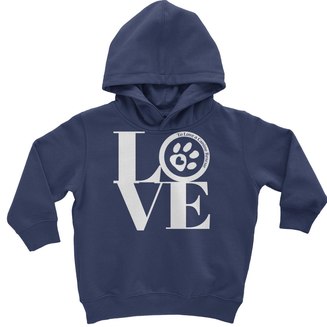 TLC LOVE Dog Rescue Toddler Hoodie Or Infant Fleece Romper Navy Blue