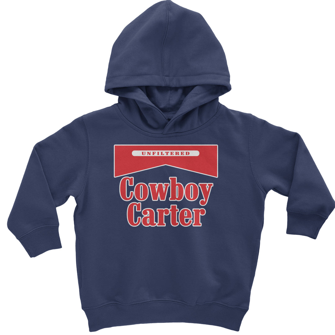Cowboy Carter Country Act Two graphic on Toddler Hoodie and Baby Fleece Onesie in Navy Blue