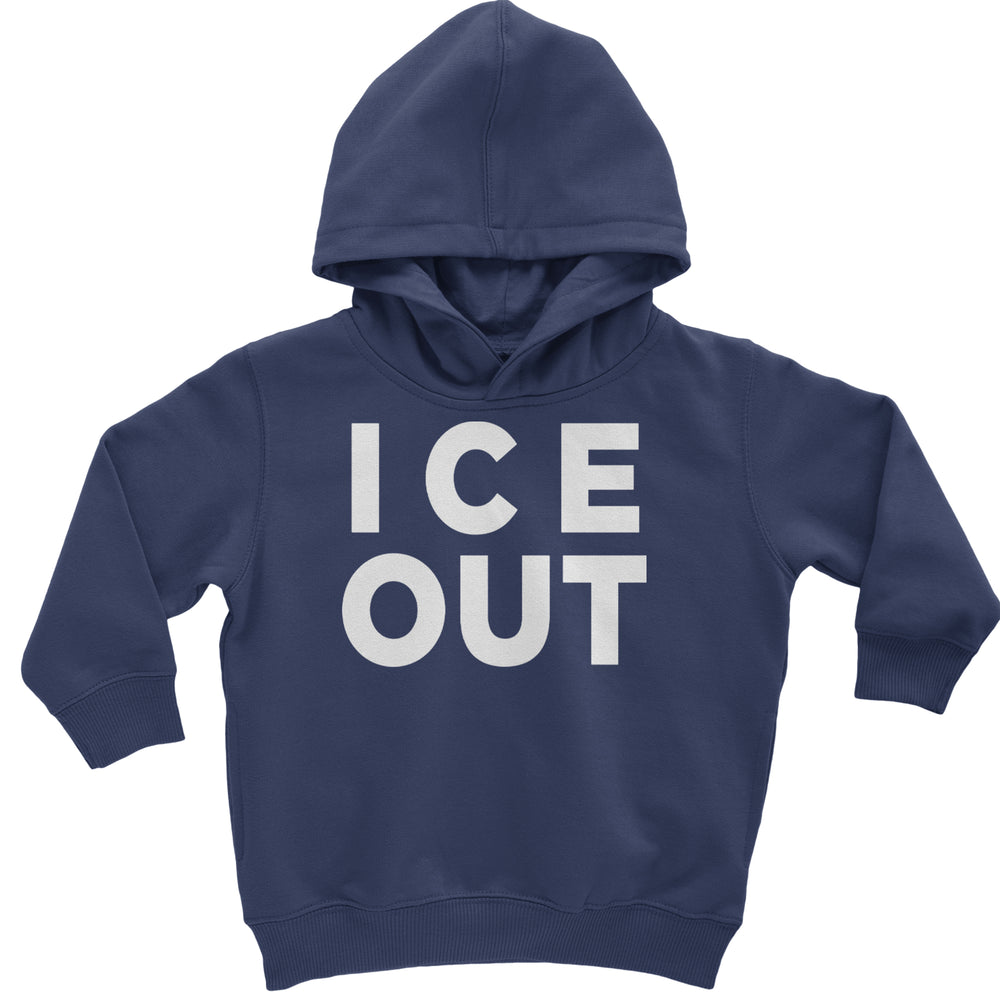 Ice Out Protest graphic on Toddler Hoodie and Baby Fleece Onesie in Navy Blue