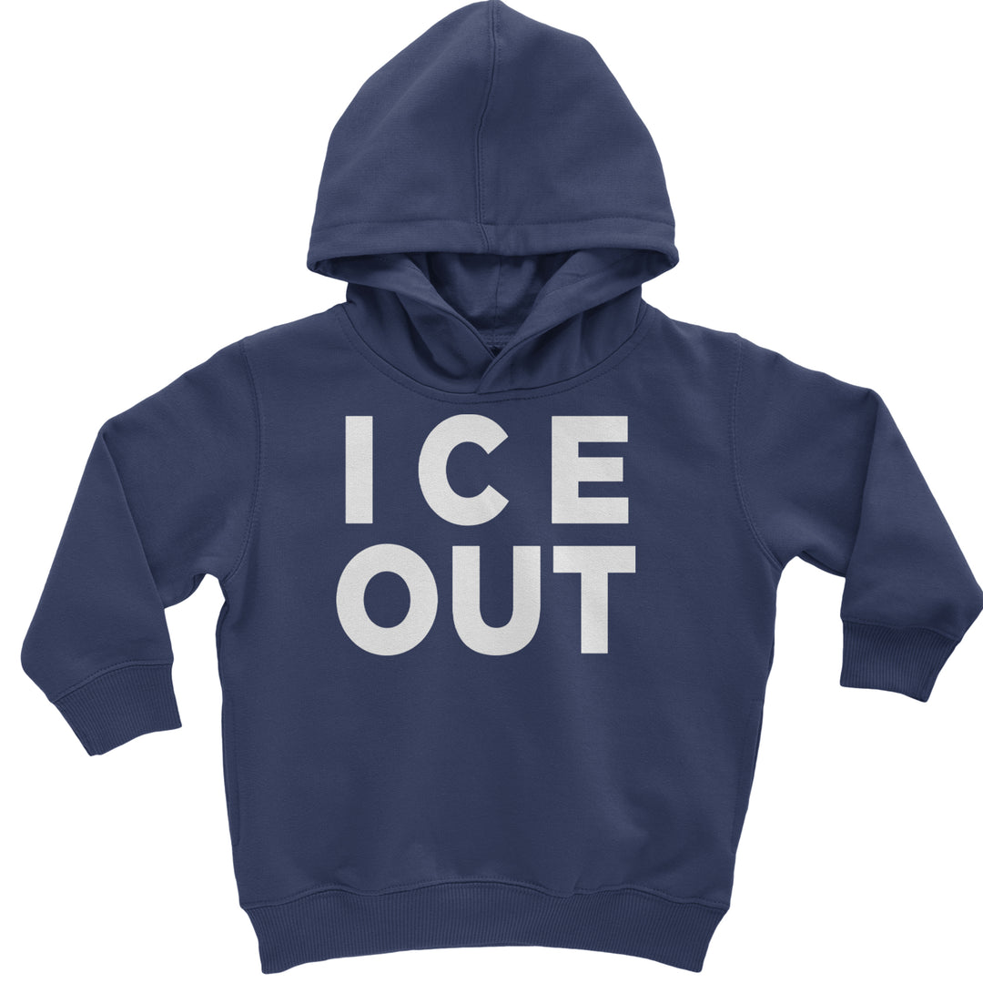 Ice Out Protest Toddler Hoodie Or Infant Fleece Romper Navy Blue