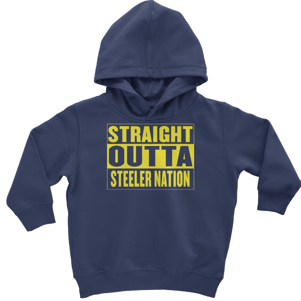 Straight Outta Steeler Nation Football  Toddler Hoodie Or Infant Fleece Romper Navy Blue
