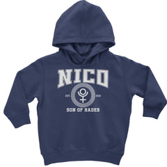 Nico Son of Hades Underworld Crest Toddler Hoodie Or Infant Fleece Romper Navy Blue