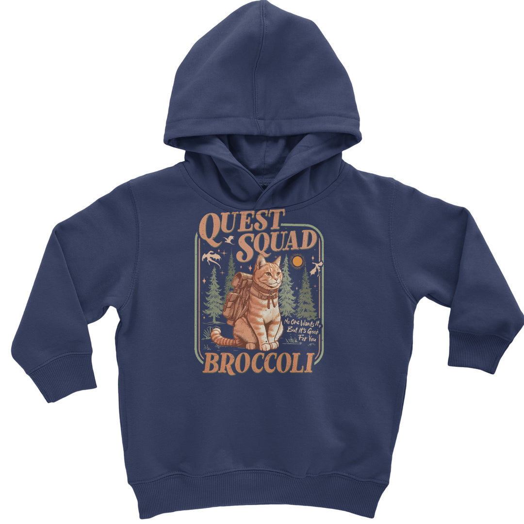 Quest Squad Broccoli Cat Fantasy Reader  Toddler Hoodie Or Infant Fleece Romper Navy Blue