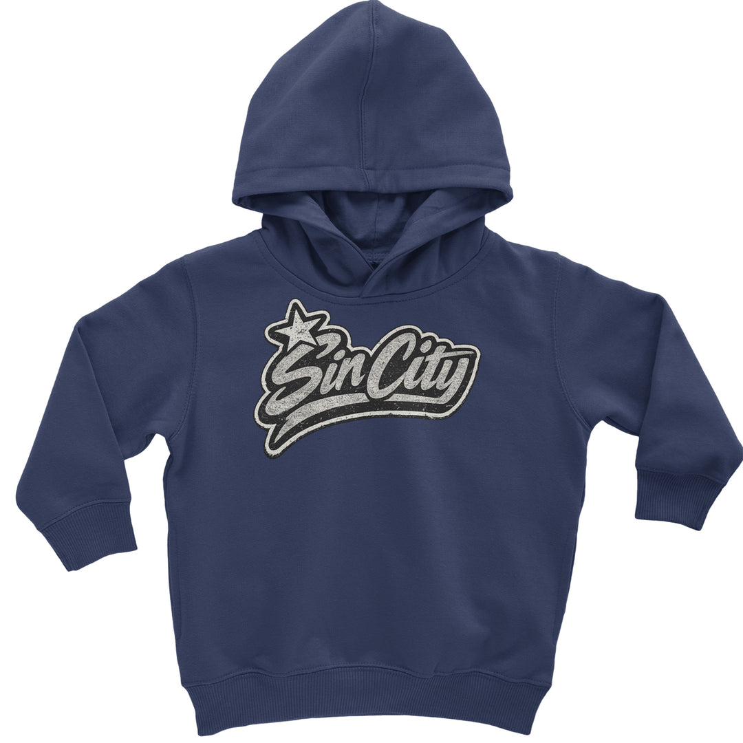 Sin City Vegas Retro Vintage Toddler Hoodie Or Infant Fleece Romper Navy Blue