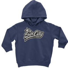 Sin City Vegas Retro Vintage Toddler Hoodie Or Infant Fleece Romper Navy Blue