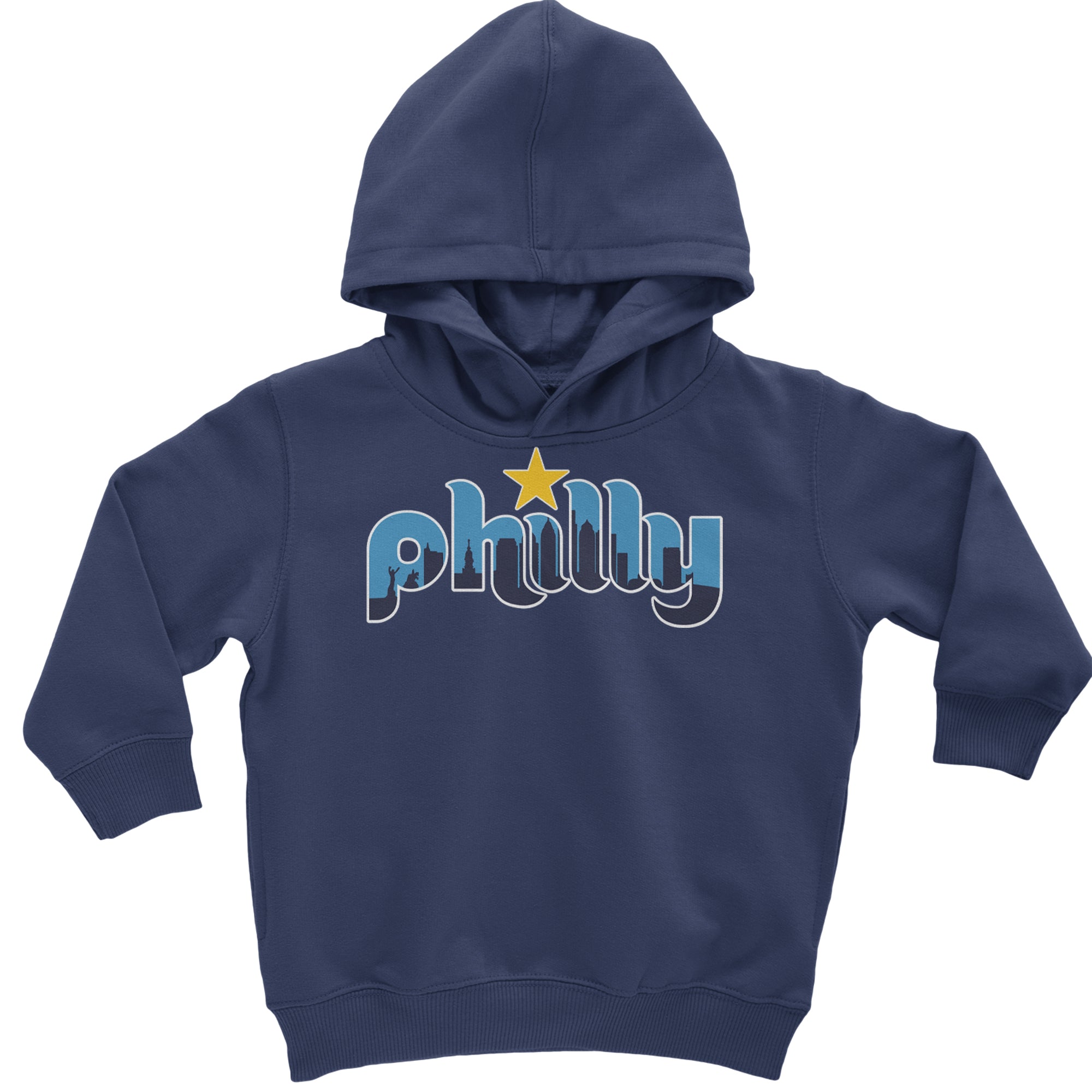 Skyline Philly Philadelphia Toddler Hoodie Or Infant Fleece Romper Navy Blue