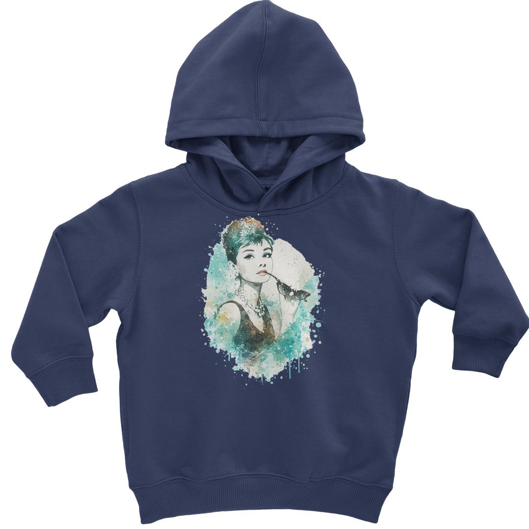 Mrs. Herpburn Iconic Watercolors Toddler Hoodie Or Infant Fleece Romper Navy Blue