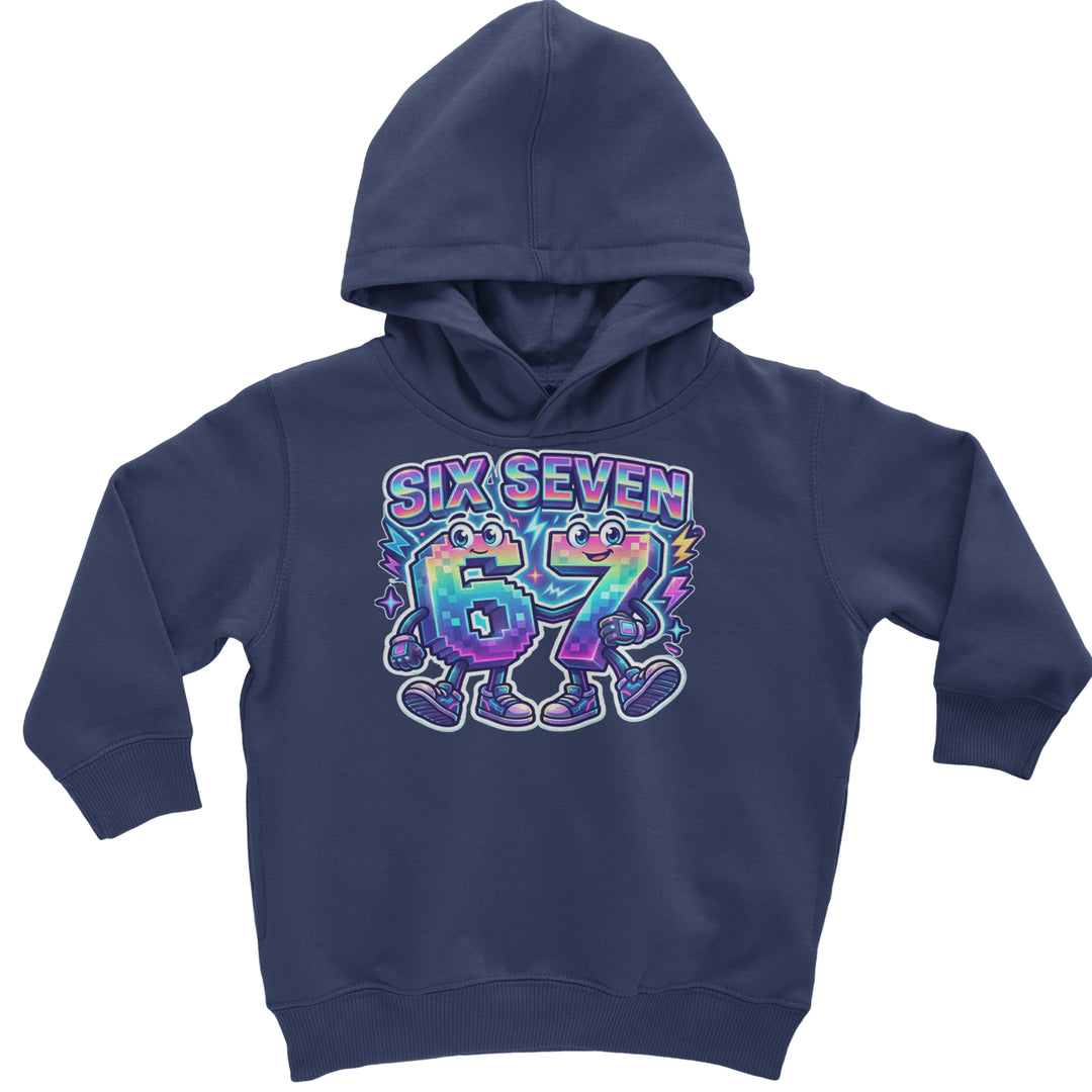 Six Seven 67 Retro Pixel Buddies Toddler Hoodie Or Infant Fleece Romper Navy Blue