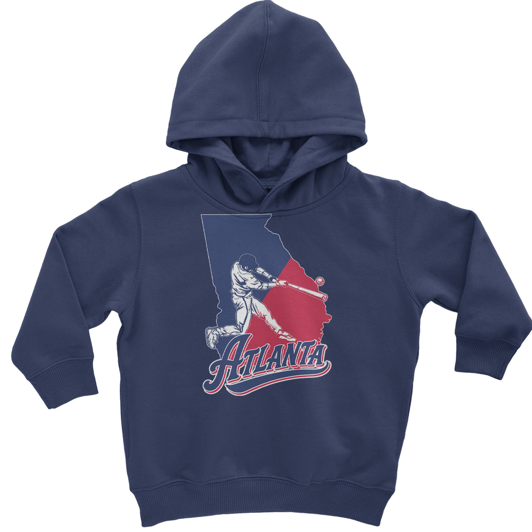 Atlanta Georgia Batter Up Toddler Hoodie Or Infant Fleece Romper Navy Blue