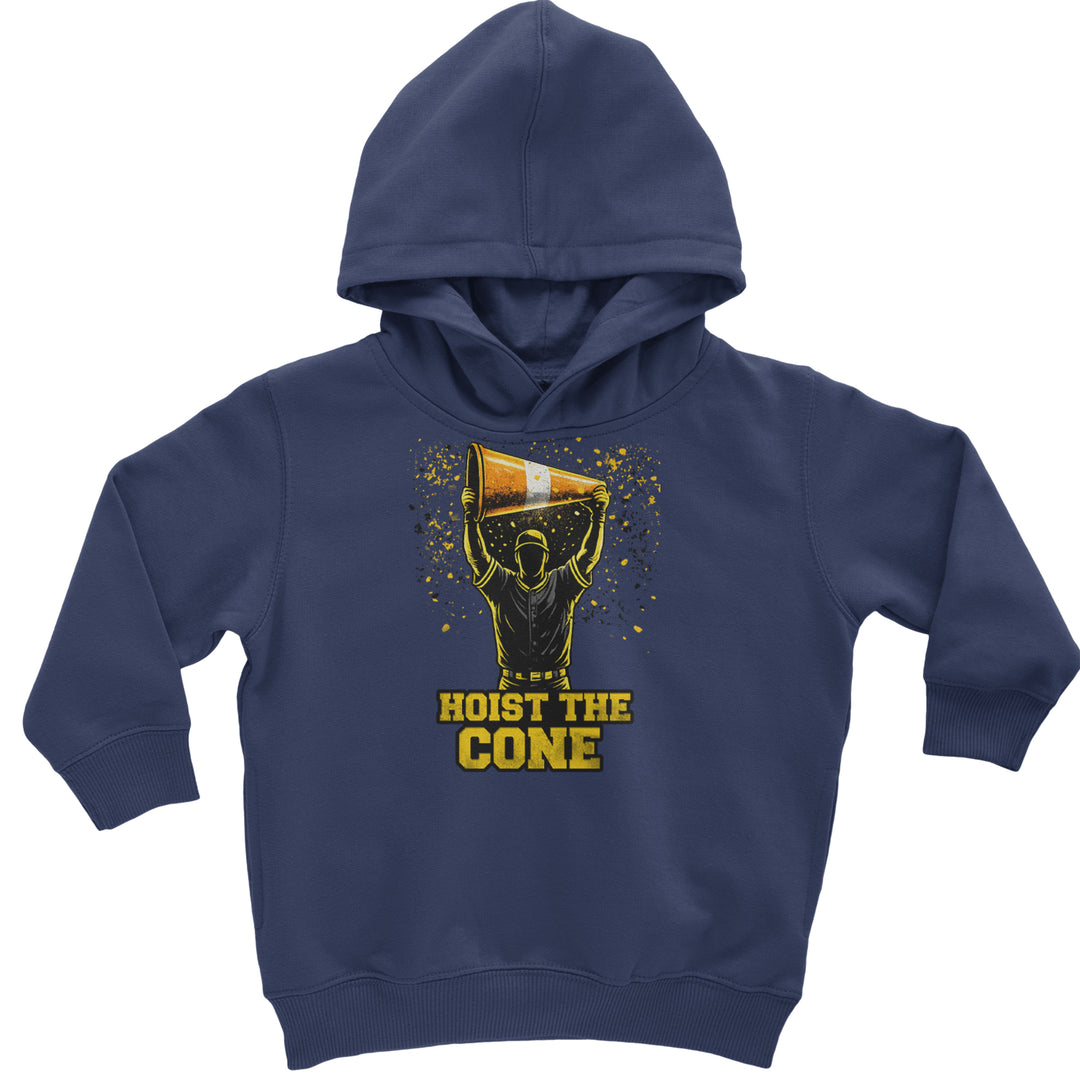 Hoist The Cone Pittsburgh Pride Toddler Hoodie Or Infant Fleece Romper Navy Blue