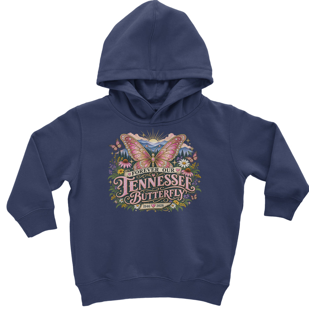 Forever Our Tennessee Butterfly Dolly Toddler Hoodie Or Infant Fleece Romper Navy Blue