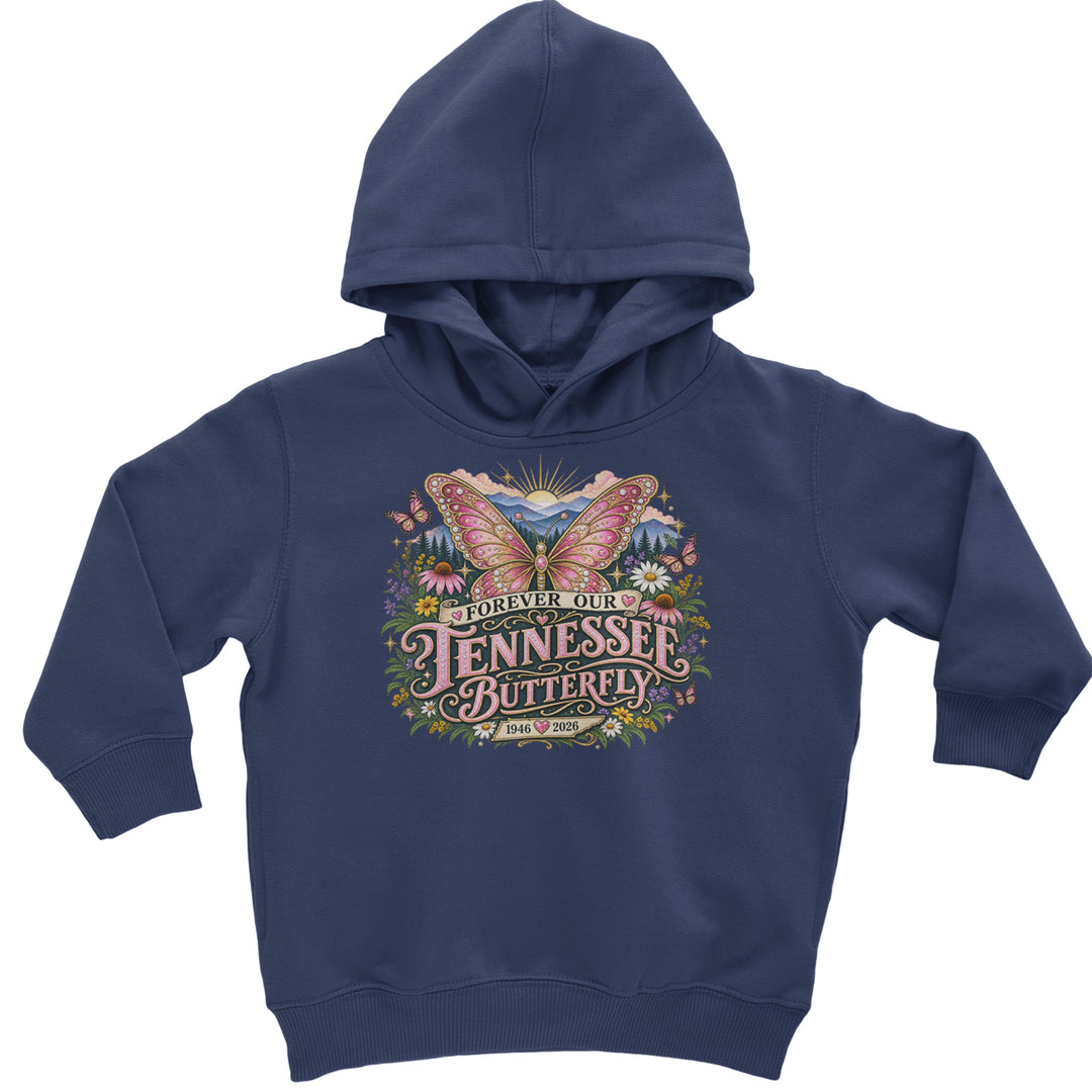 Forever Our Tennessee Butterfly Dolly Toddler Hoodie Or Infant Fleece Romper Navy Blue
