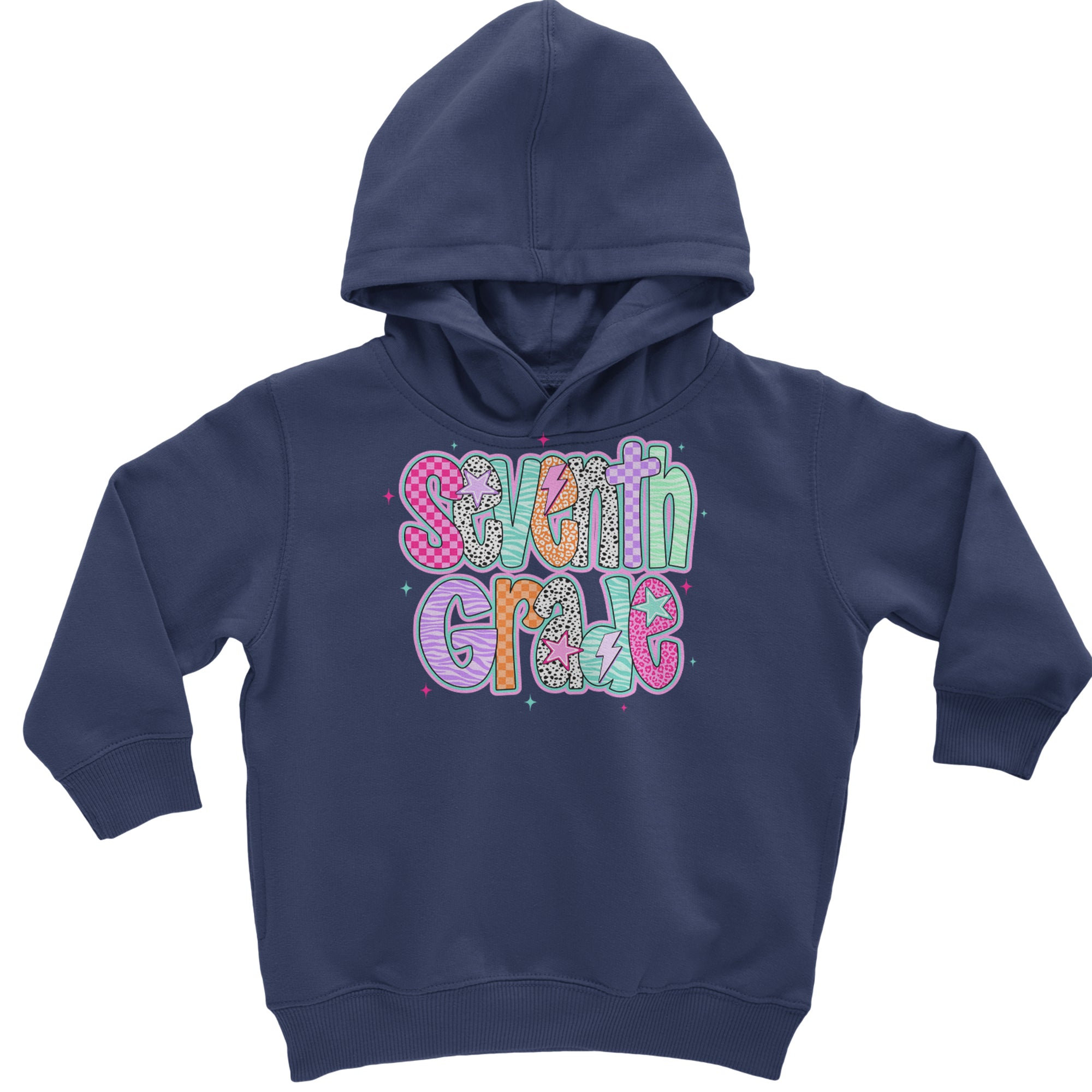 Seventh Grade Swagger Colorful Back to School Toddler Hoodie Or Infant Fleece Romper Navy Blue