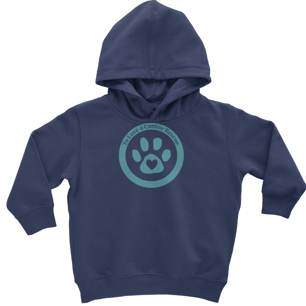 TLC To Love a Canine Dog Rescue Teal Toddler Hoodie Or Infant Fleece Romper Navy Blue