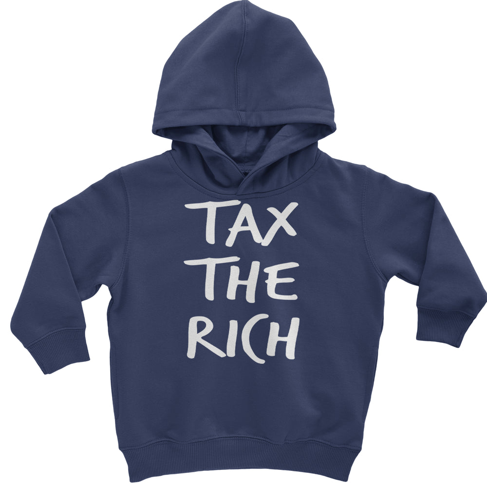 Tax the Rich Protest Wealth Inequality graphic on Toddler Hoodie and Baby Fleece Onesie in Navy Blue
