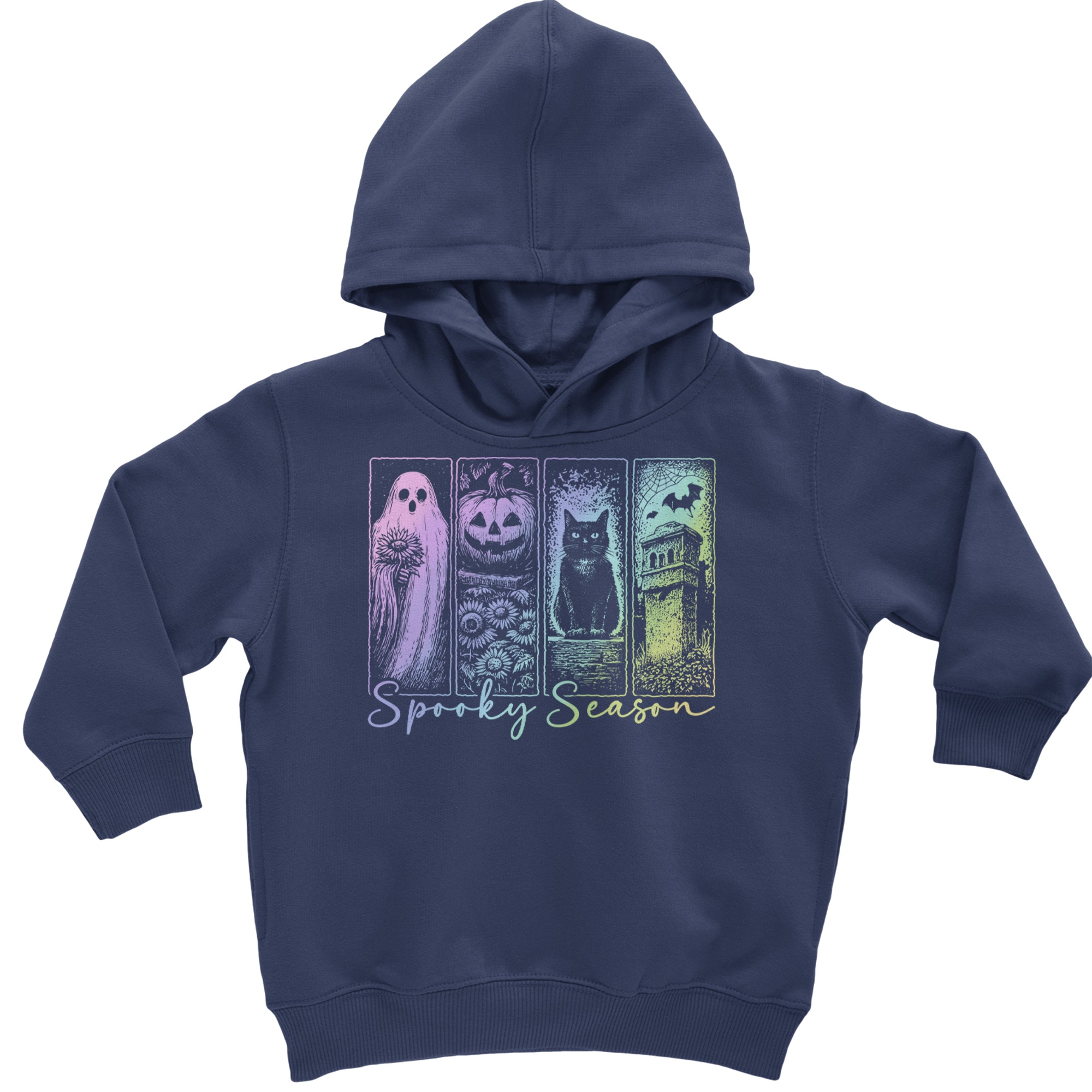 Spooky Season Cute Pastel Halloween Design Toddler Hoodie Or Infant Fleece Romper Navy Blue