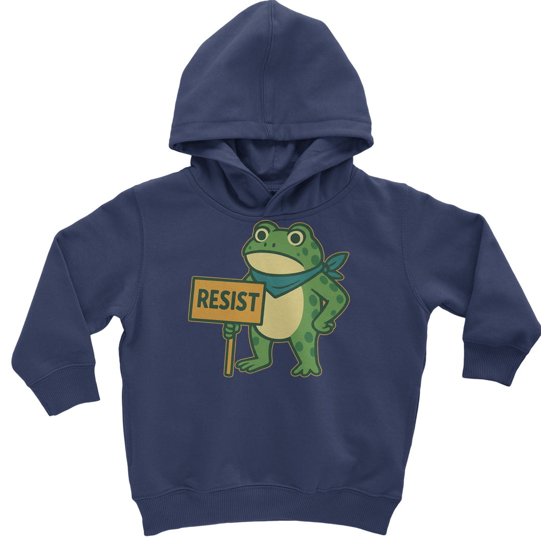 Sign Resist Meme Frog Protest Toddler Hoodie Or Infant Fleece Romper Navy Blue