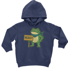 Sign Resist Meme Frog Protest Toddler Hoodie Or Infant Fleece Romper Navy Blue