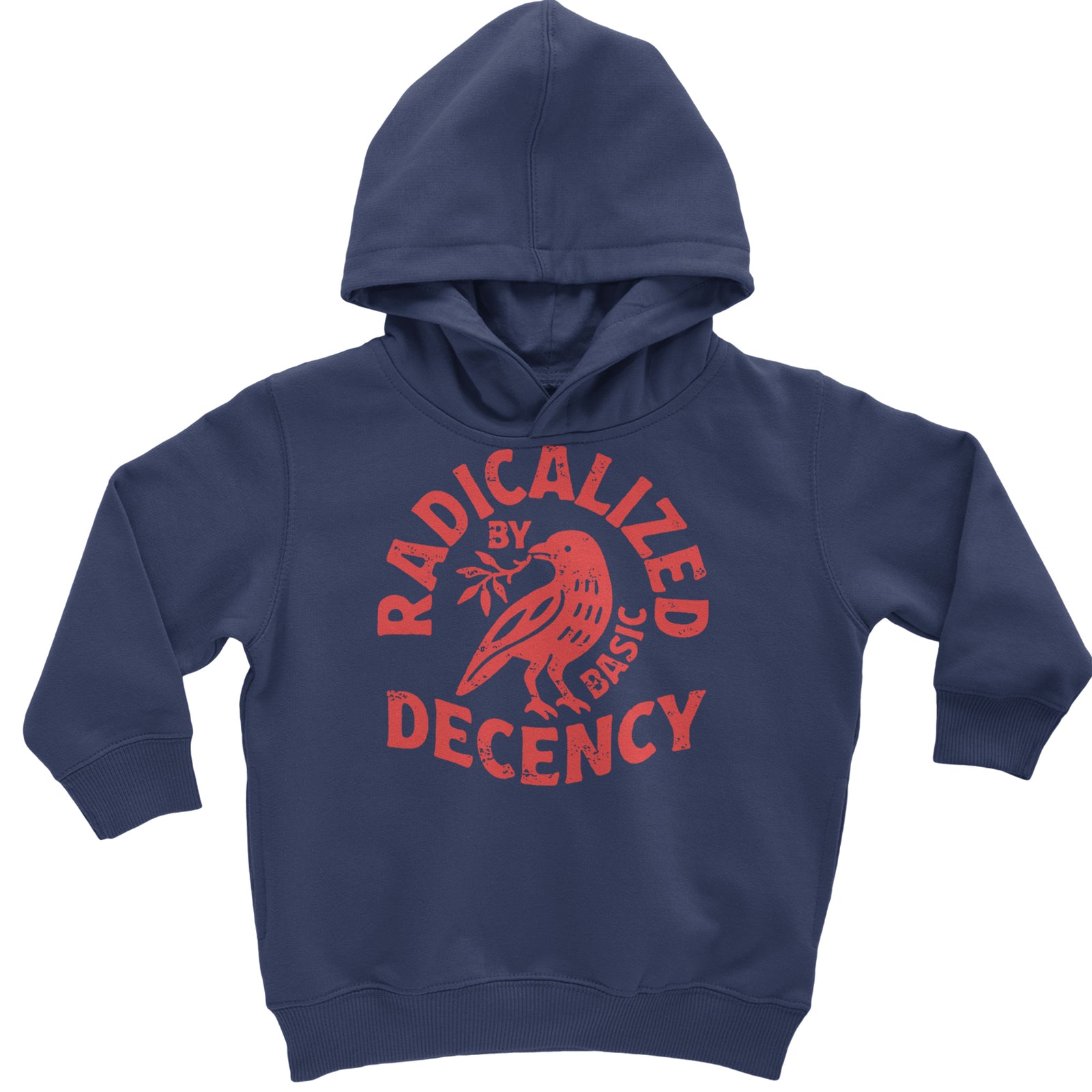 Radicalized by Basic Decency Dove Protest Statement Toddler Hoodie Or Infant Fleece Romper Black