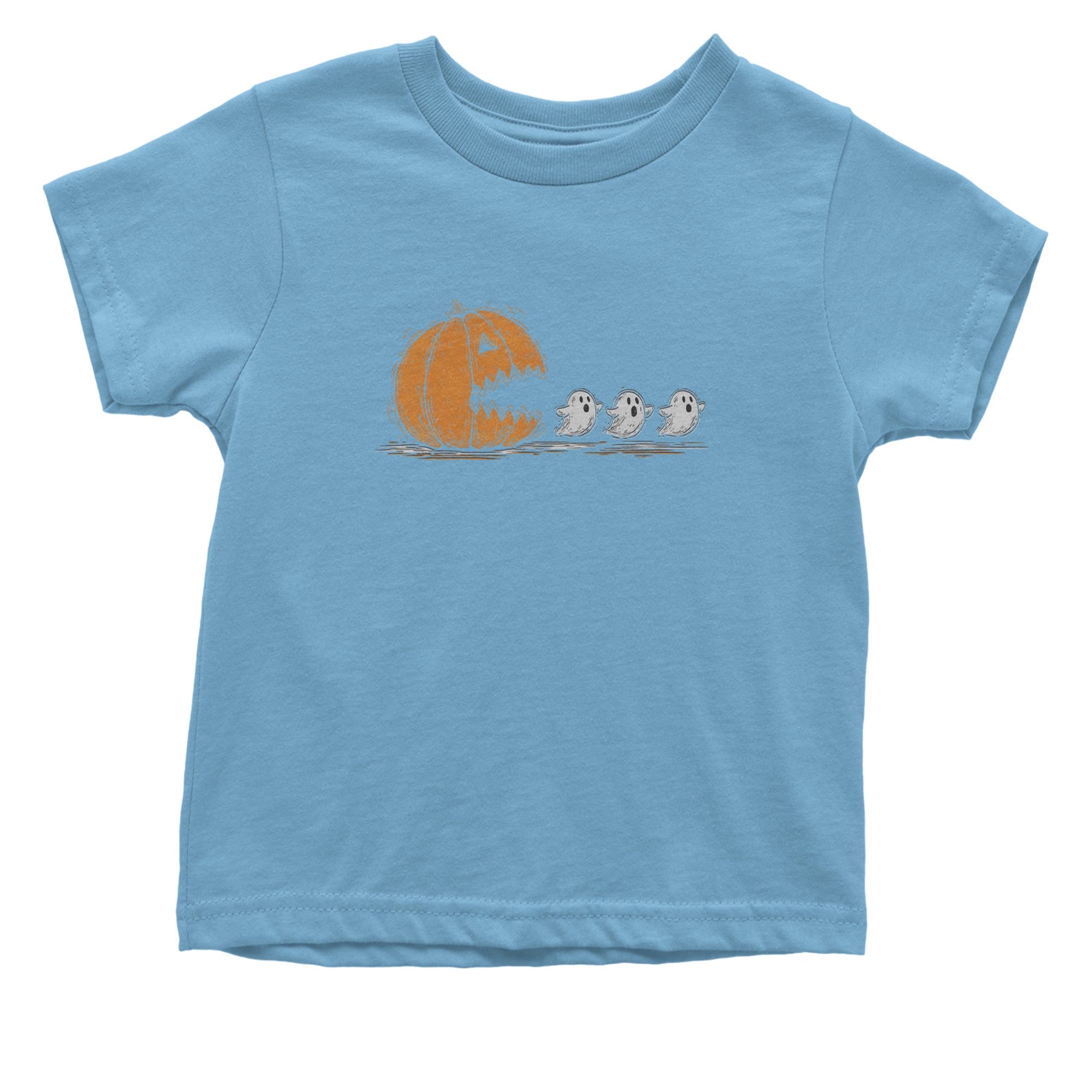 Pumpkin Pacman Chasing Ghosts Halloween Infant One-Piece Romper Bodysuit Or Toddler T-shirt Light Blue