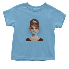Audrey Hepburn Chewing Bubble Gum American Icon Infant One-Piece Romper Bodysuit Or Toddler T-shirt Light Blue