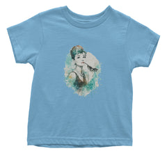 Mrs. Herpburn Iconic Watercolors Infant One-Piece Romper Bodysuit Or Toddler T-shirt Light Blue