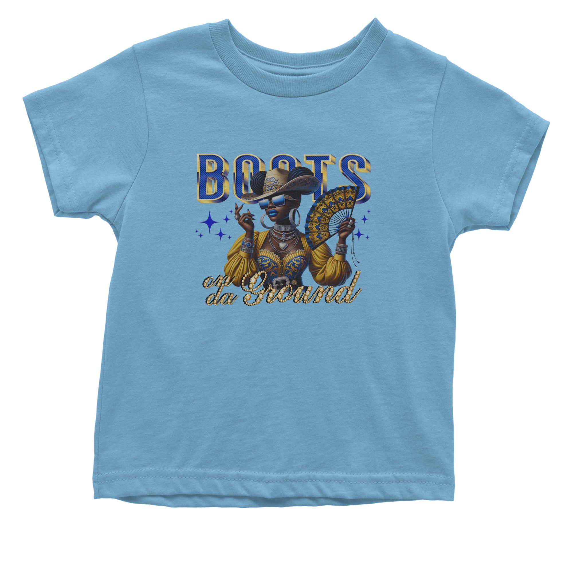 Boots On Da Ground Folding Fan Infant One-Piece Romper Bodysuit Or Toddler T-shirt Light Blue