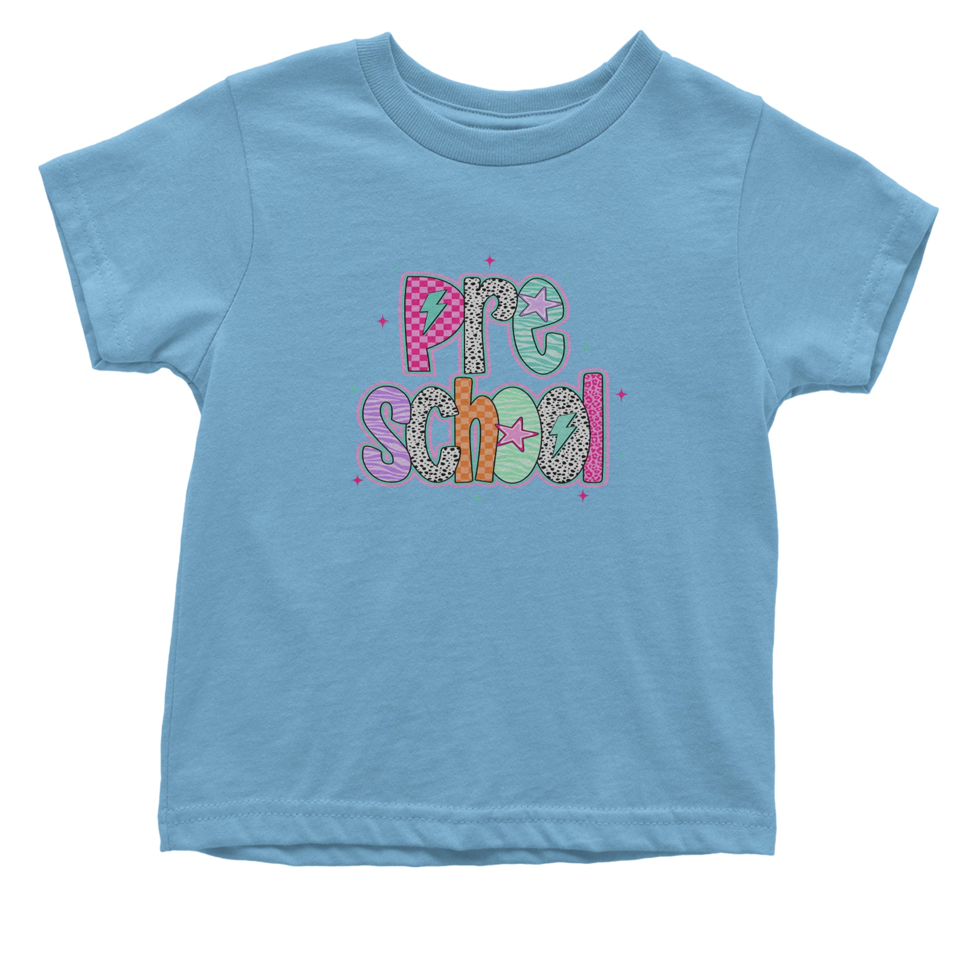 Preschool Power Colorful Back to School Infant One-Piece Romper Bodysuit Or Toddler T-shirt Light Blue