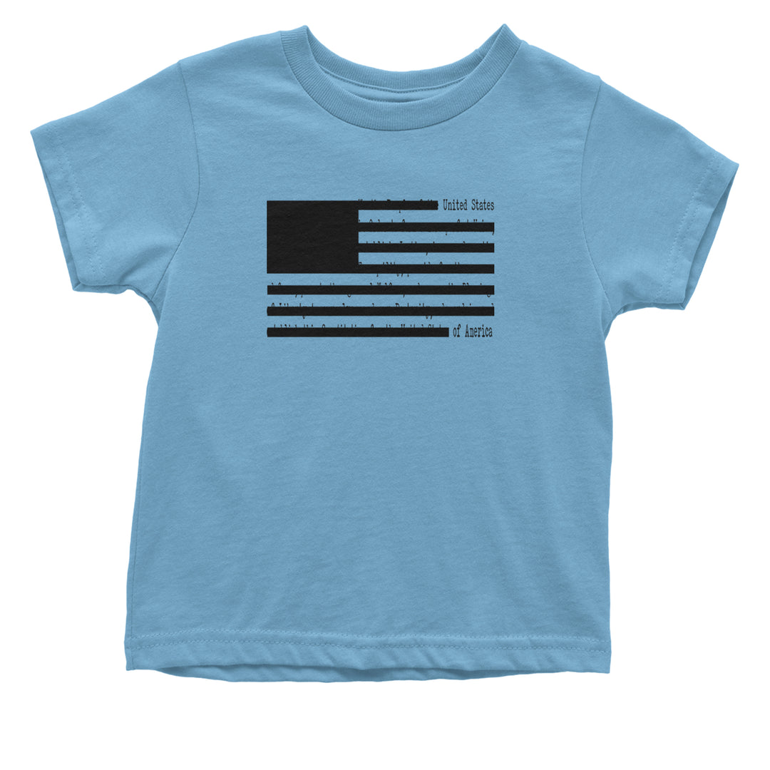 Redacted American Flag Infant One-Piece Romper Bodysuit or Toddler T-shirt Light Blue