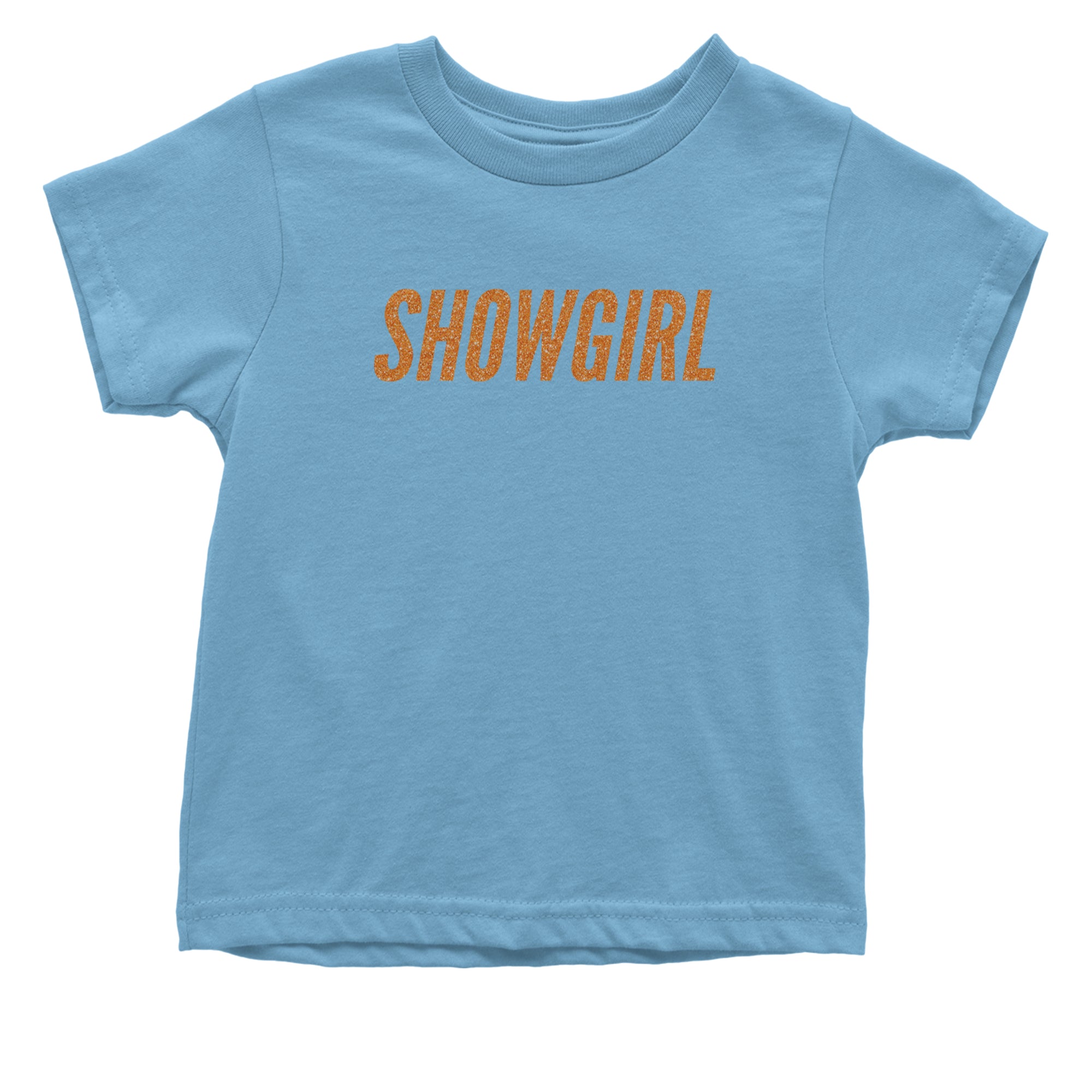 Showgirl Orange Glitter Infant One-Piece Romper Bodysuit Or Toddler T-shirt Light Blue