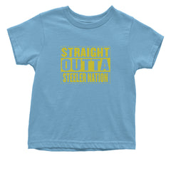 Straight Outta Steeler Nation Football graphic on Onesie and Toddler T-Shirt in Light Blue alternate view 2