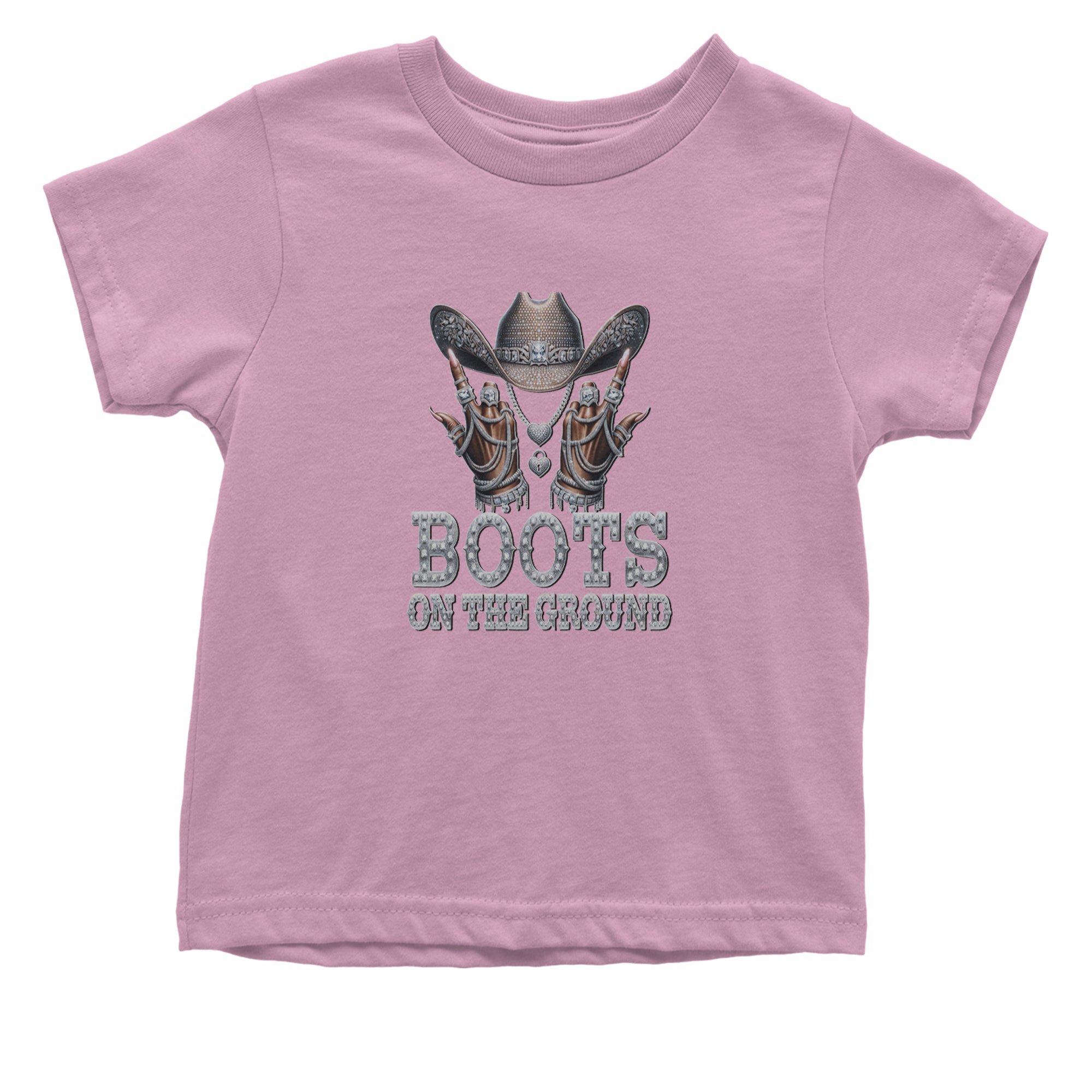 Boots On The Ground Bling Infant One-Piece Romper Bodysuit Or Toddler T-shirt Light Pink