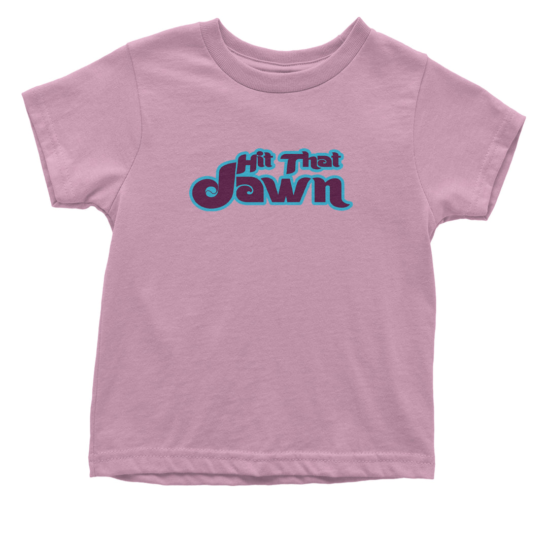 Hit That Jawn Philly Baseball graphic on Onesie and Toddler T-Shirt in Light Pink alternate view 2