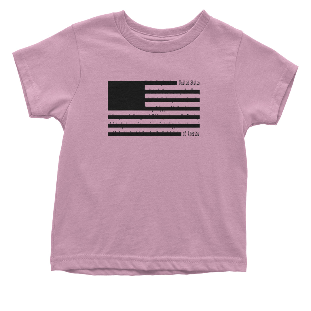 Redacted American Flag Infant One-Piece Romper Bodysuit or Toddler T-shirt Light Pink