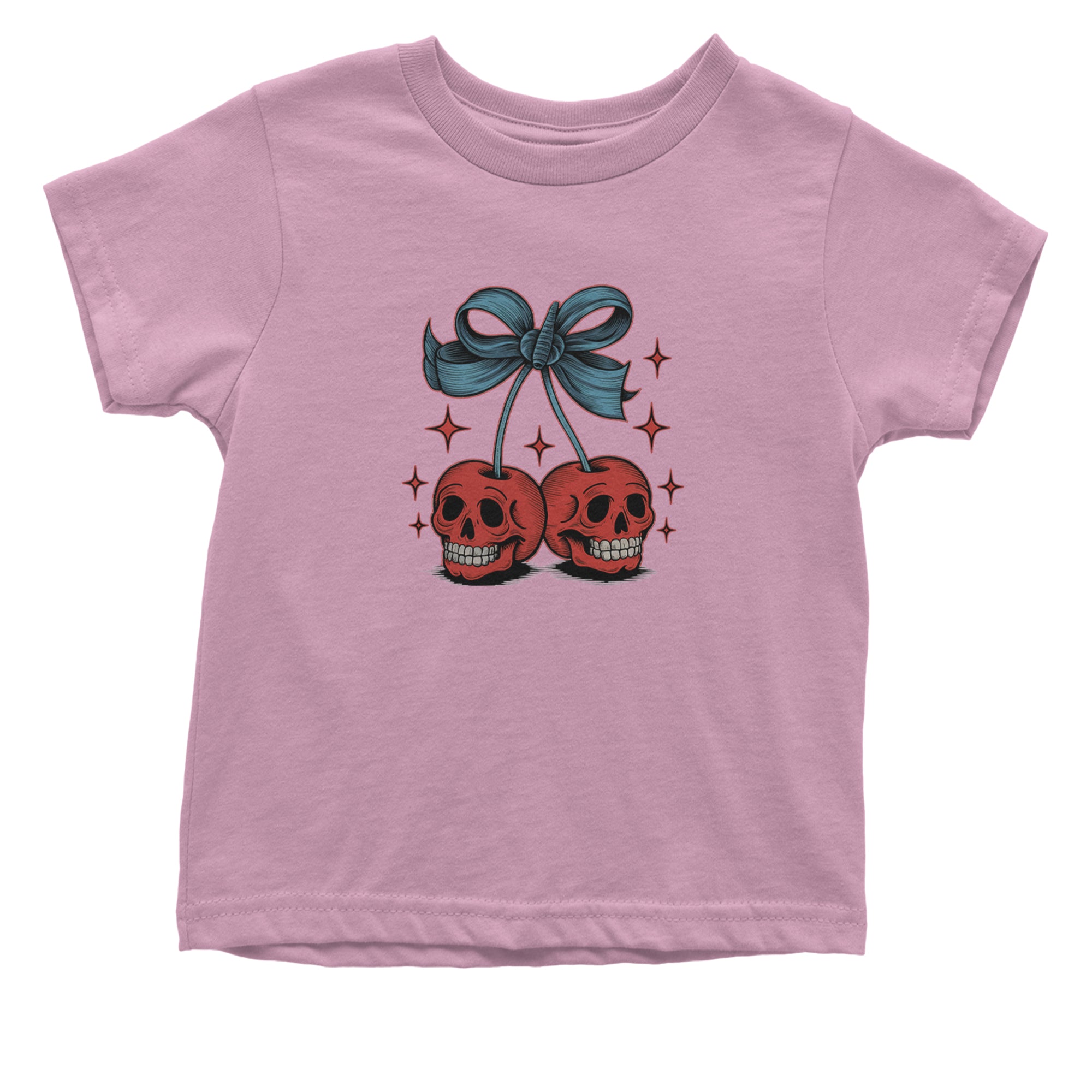 Cherry Skulls Retro Tattoo Infant One-Piece Romper Bodysuit Or Toddler T-shirt Light Pink