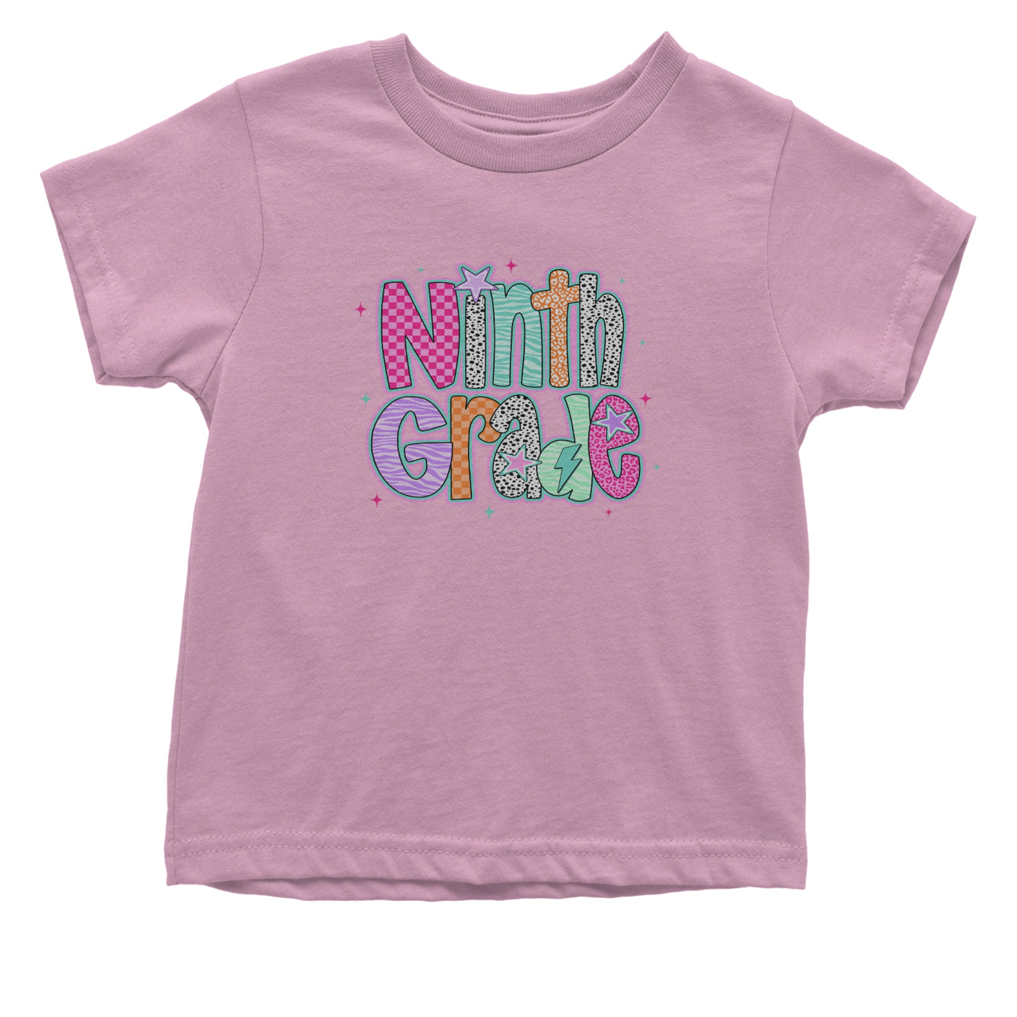 Ninth Grade Freshman Vibes Colorful Back to School Infant One-Piece Romper Bodysuit Or Toddler T-shirt Light Pink