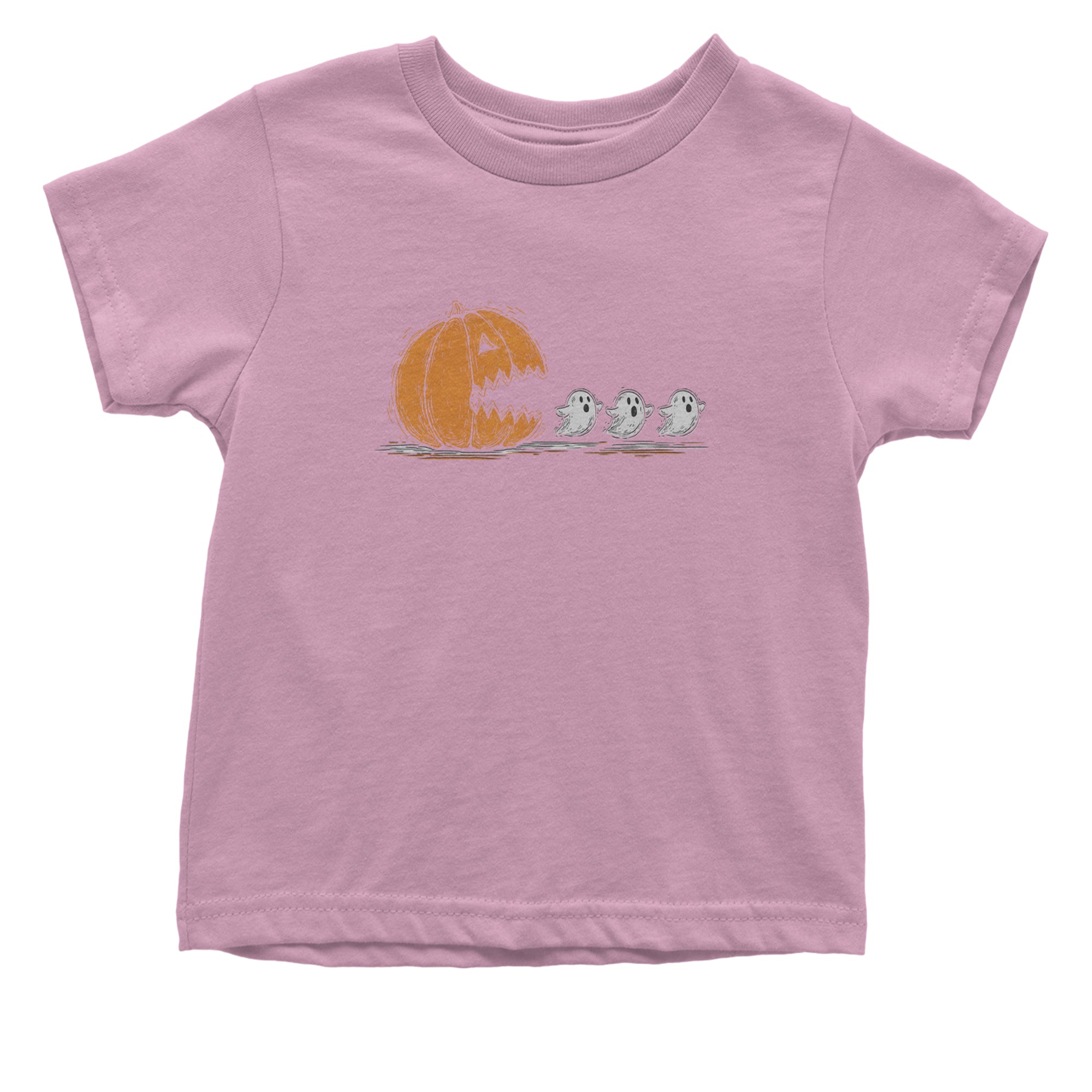 Pumpkin Pacman Chasing Ghosts Halloween Infant One-Piece Romper Bodysuit Or Toddler T-shirt Light Pink