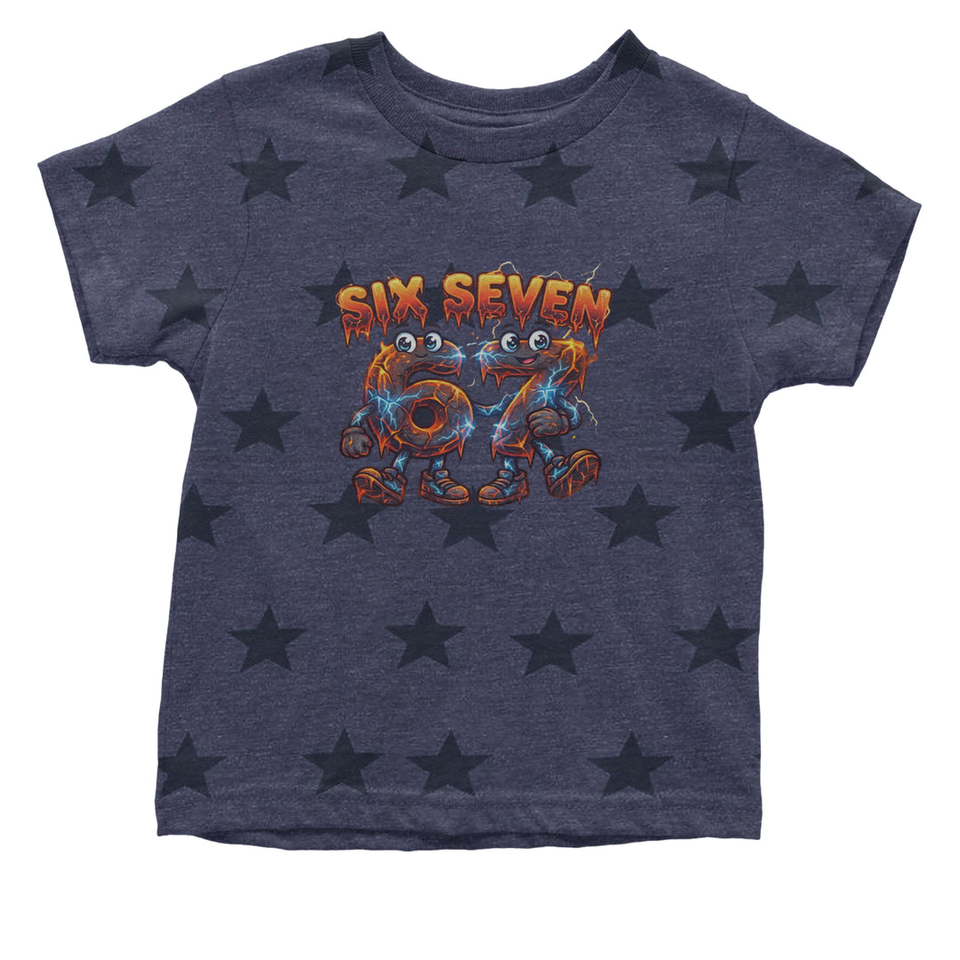 67 Lava Lightning Six Seven Meme Infant One-Piece Romper Bodysuit Or Toddler T-shirt Navy Blue STAR