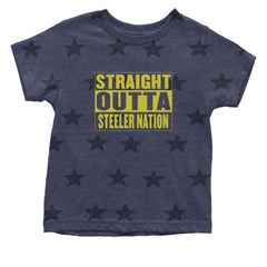 Straight Outta Steeler Nation Football graphic on Onesie and Toddler T-Shirt in Navy Blue STAR alternate view 2