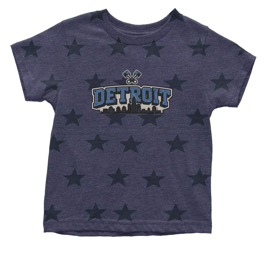 Detroit Motor City Retro Piston Infant One-Piece Romper Bodysuit Or Toddler T-shirt Navy Blue STAR