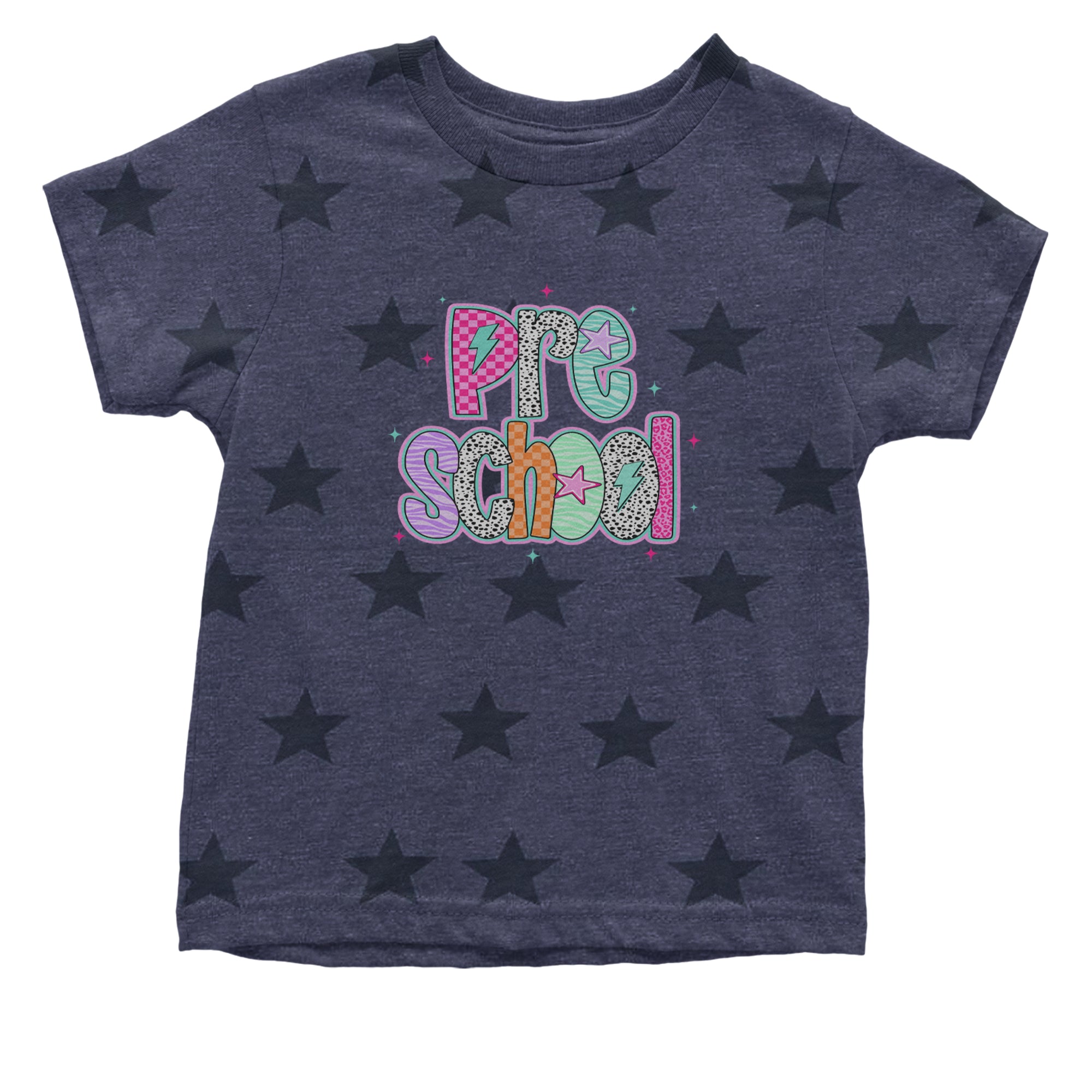 Preschool Power Colorful Back to School Infant One-Piece Romper Bodysuit Or Toddler T-shirt Navy Blue STAR