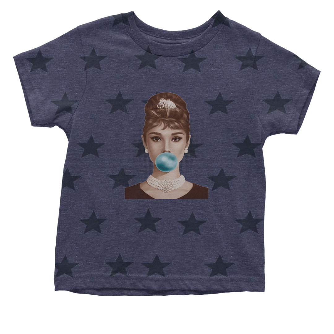Audrey Hepburn Chewing Bubble Gum American Icon Infant One-Piece Romper Bodysuit Or Toddler T-shirt Navy Blue STAR
