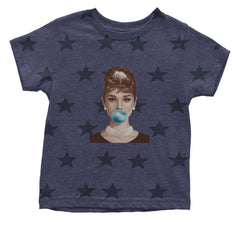 Audrey Hepburn Chewing Bubble Gum American Icon Infant One-Piece Romper Bodysuit Or Toddler T-shirt Navy Blue STAR