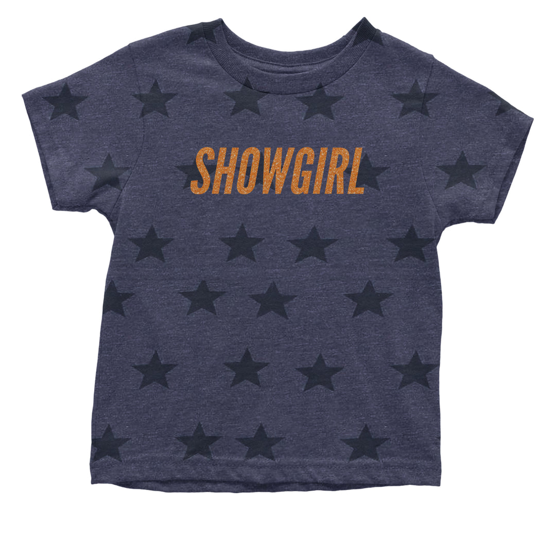 Showgirl Orange Glitter Infant One-Piece Romper Bodysuit Or Toddler T-shirt Navy Blue STAR