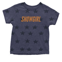 Showgirl Orange Glitter Infant One-Piece Romper Bodysuit Or Toddler T-shirt Navy Blue STAR